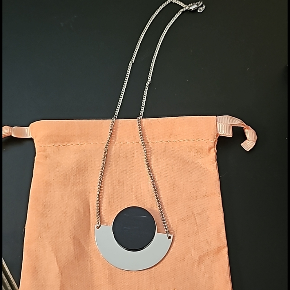 Black enamel comet necklace